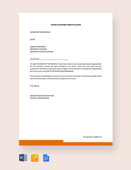 FREE Community Service Letter From Church Template - Word ...
