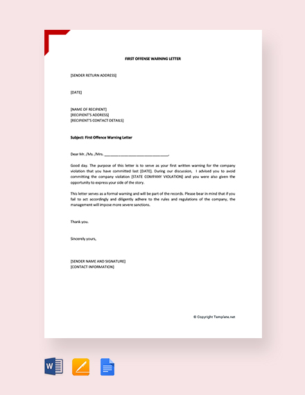 FREE Tenant Warning Letter Template: Download 1440+ Letters in Word ...