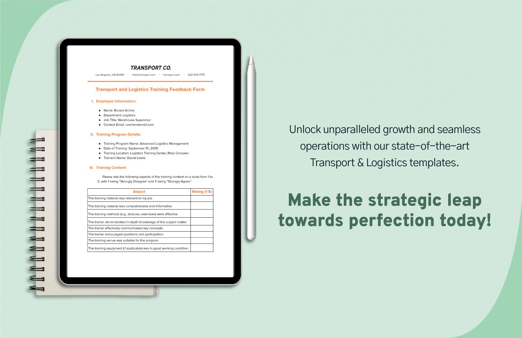 Transport and Logistics Employee Training Feedback Form Template