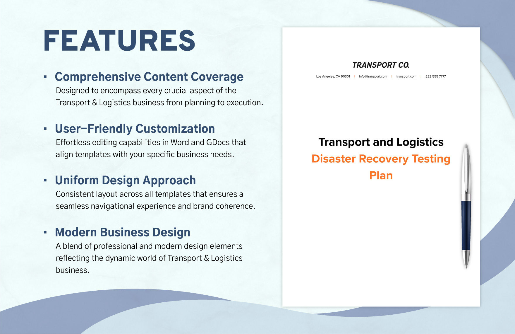 Transport and Logistics Disaster Recovery Testing Plan Template