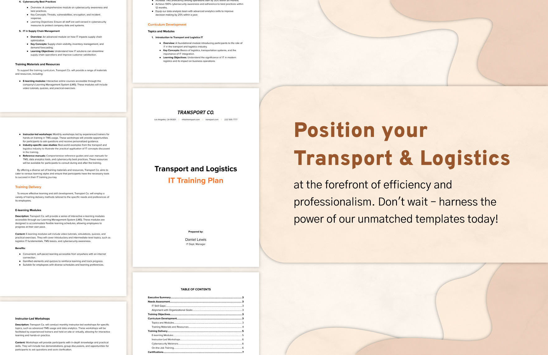 Transport and Logistics IT Training Plan Template