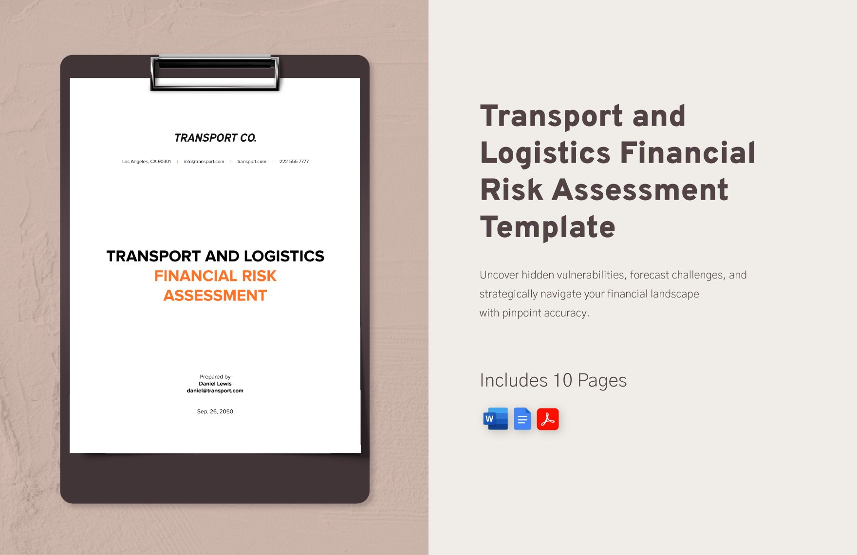 Transport and Logistics Financial Risk Assessment Template