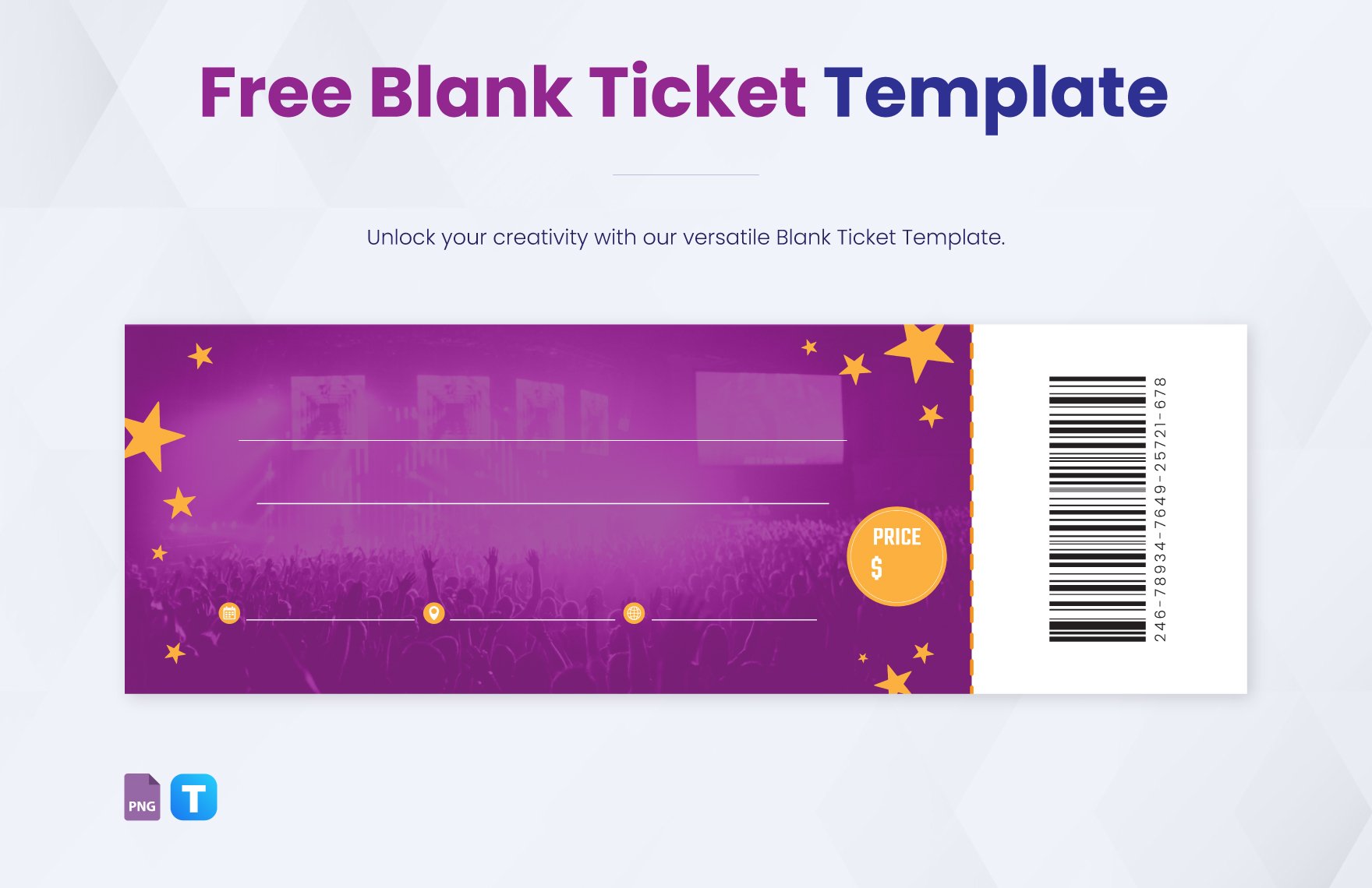 Empty ticket template. Blank concert ticket or - Stock