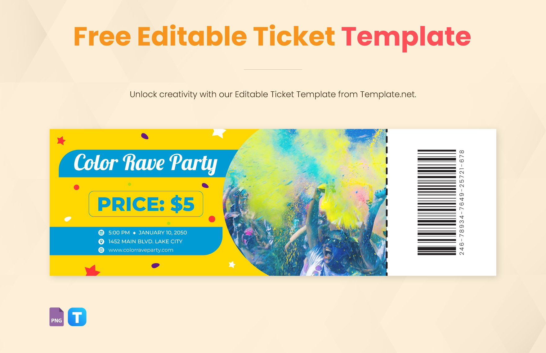 Editable Ticket Template in PNG