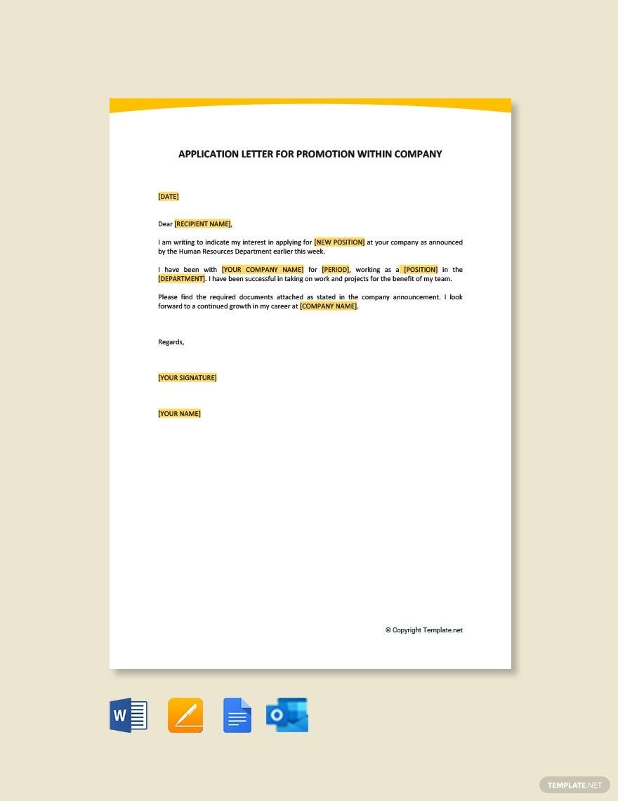 Application Letter For Promotion Within Company Template