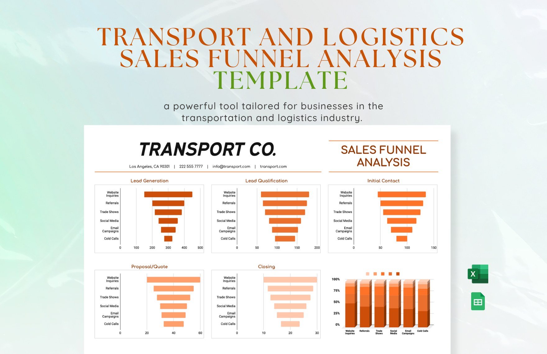 Free Transport and Logistics Sales Funnel Analysis Template in Excel, Google Sheets