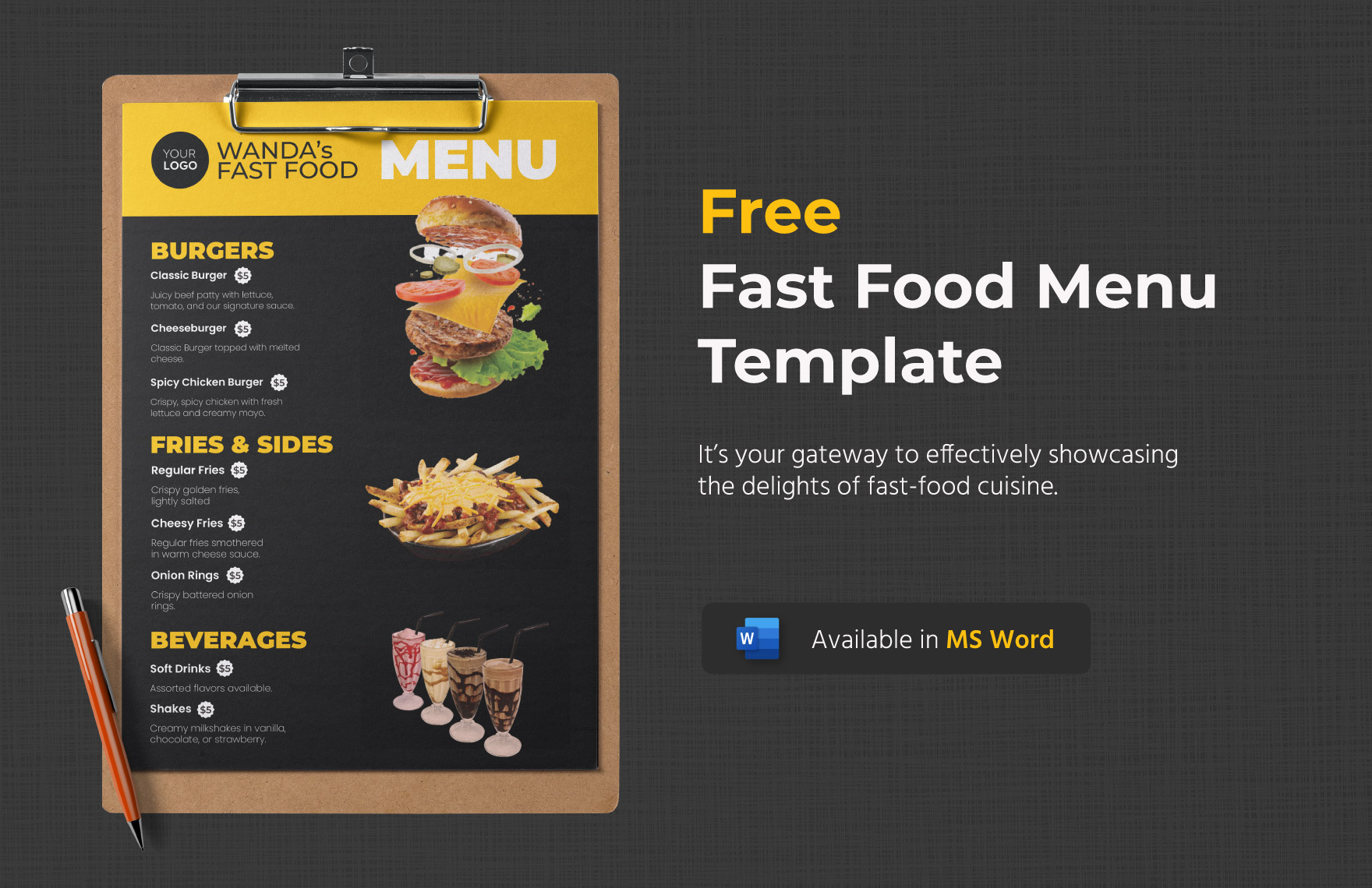 fast food menu template