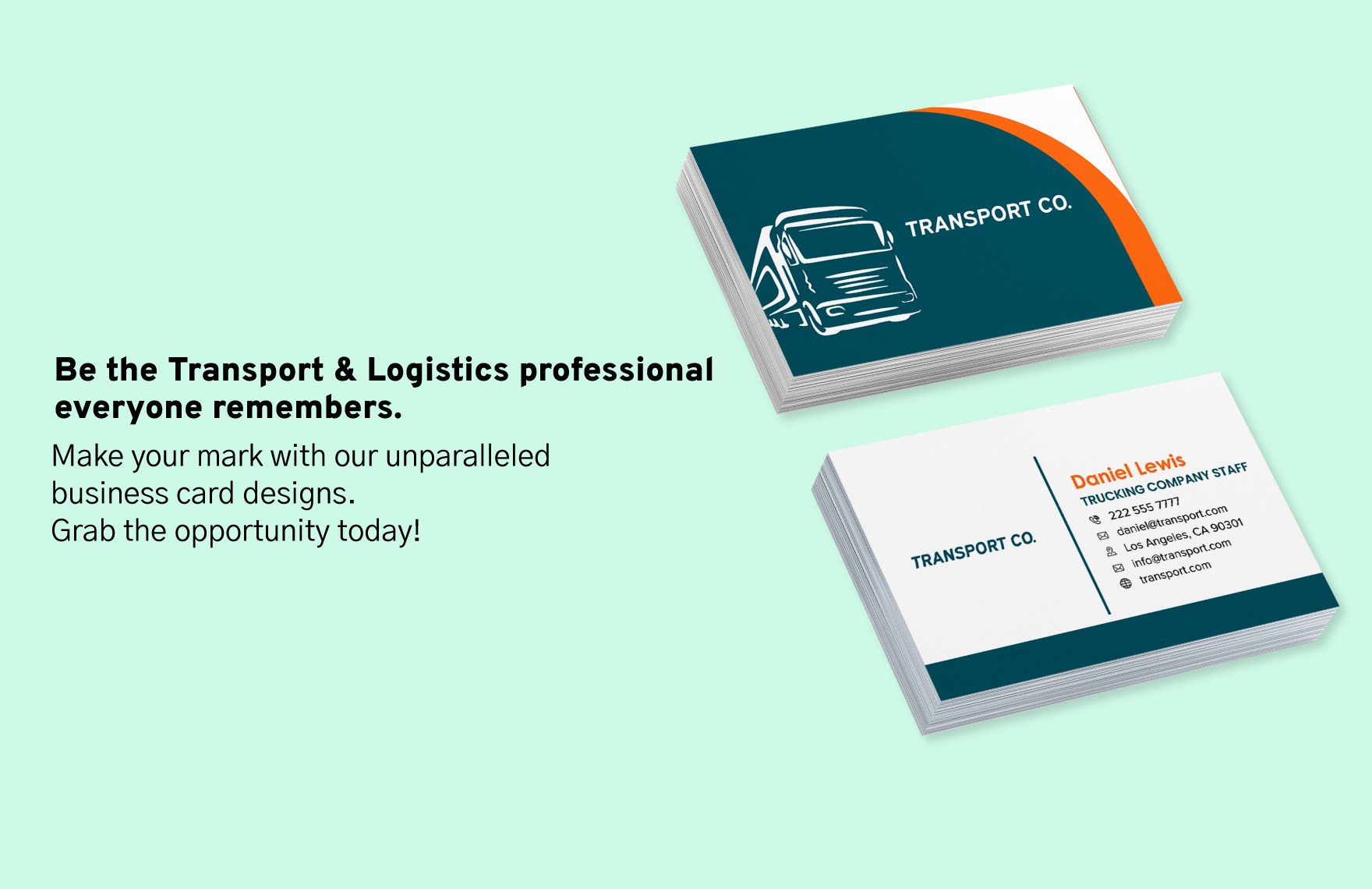 Transport and Logistics Trucking Company Business Card Template