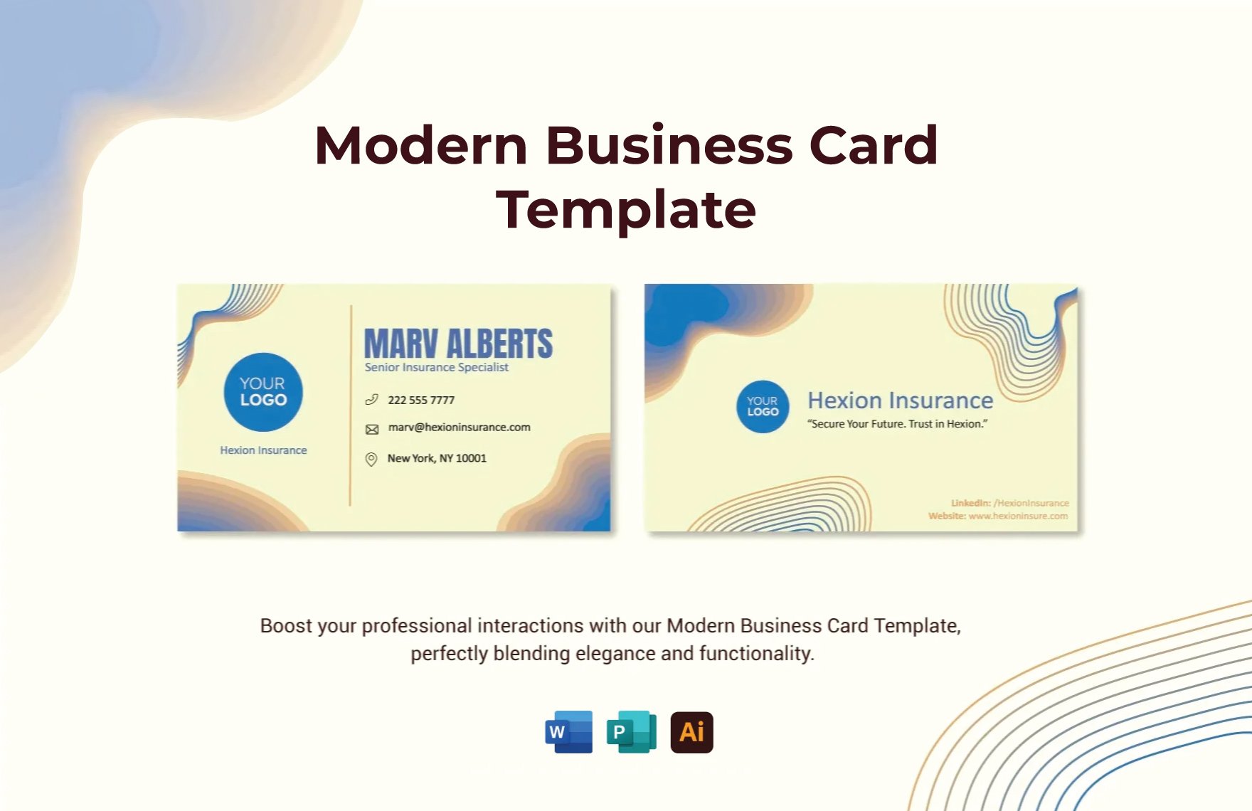 Free Modern Business Card Template in Word, Illustrator, Publisher