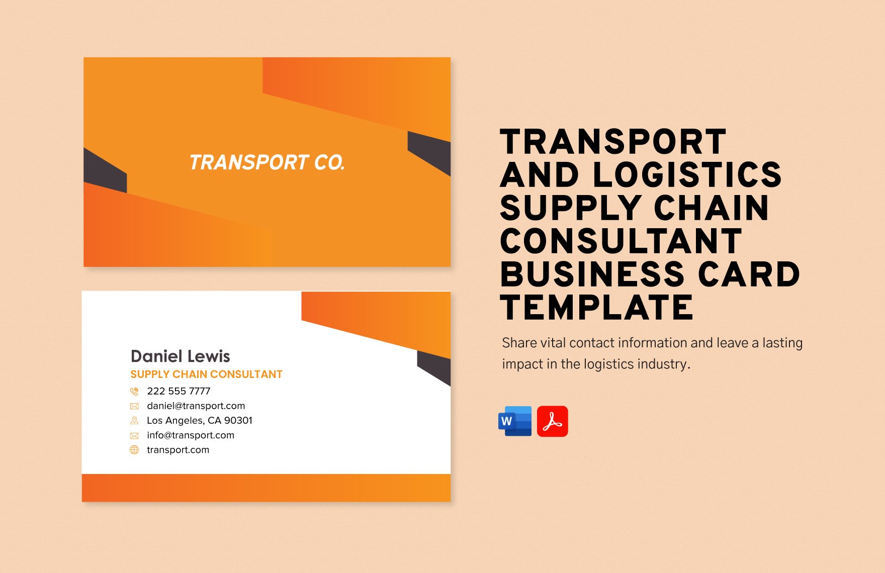 Transport and Logistics Supply Chain Consultant Business Card Template