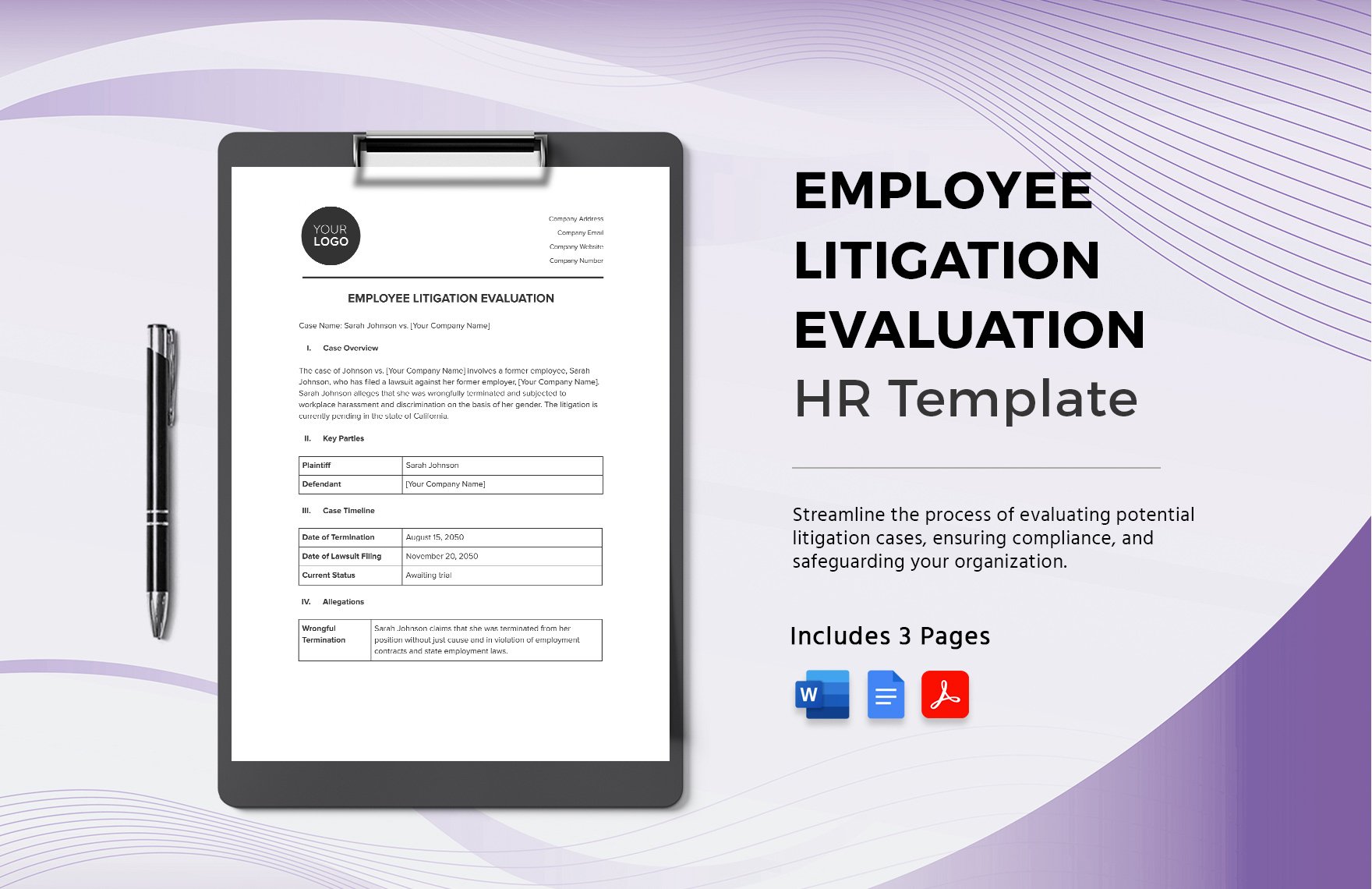 Employee Litigation Evaluation HR Template in Word, Google Docs, PDF