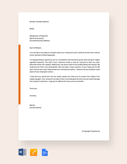 Letter Of Complaint Template 10 Free Word Pdf Documents