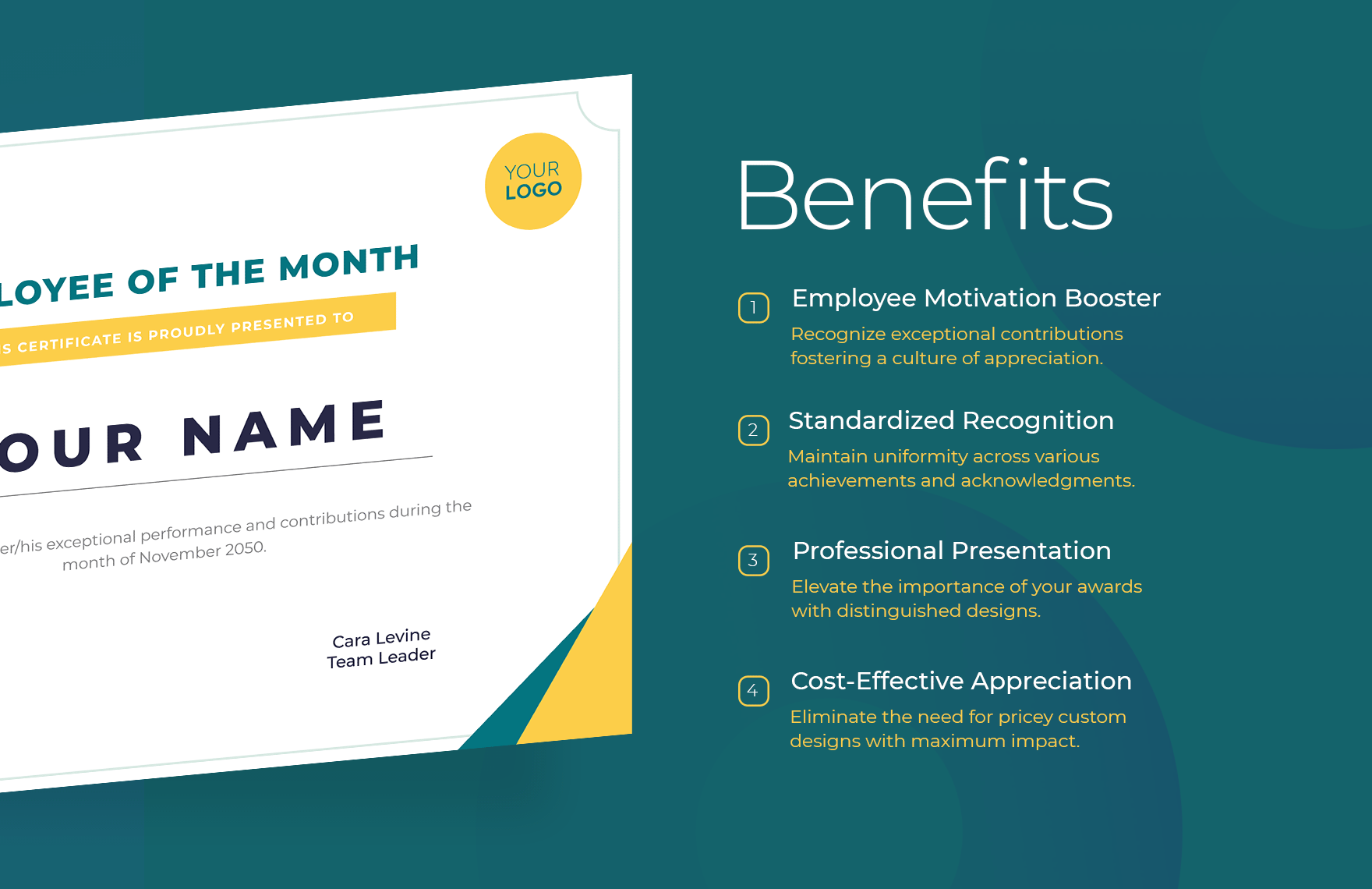 Employee Of The Month Certificate HR Template