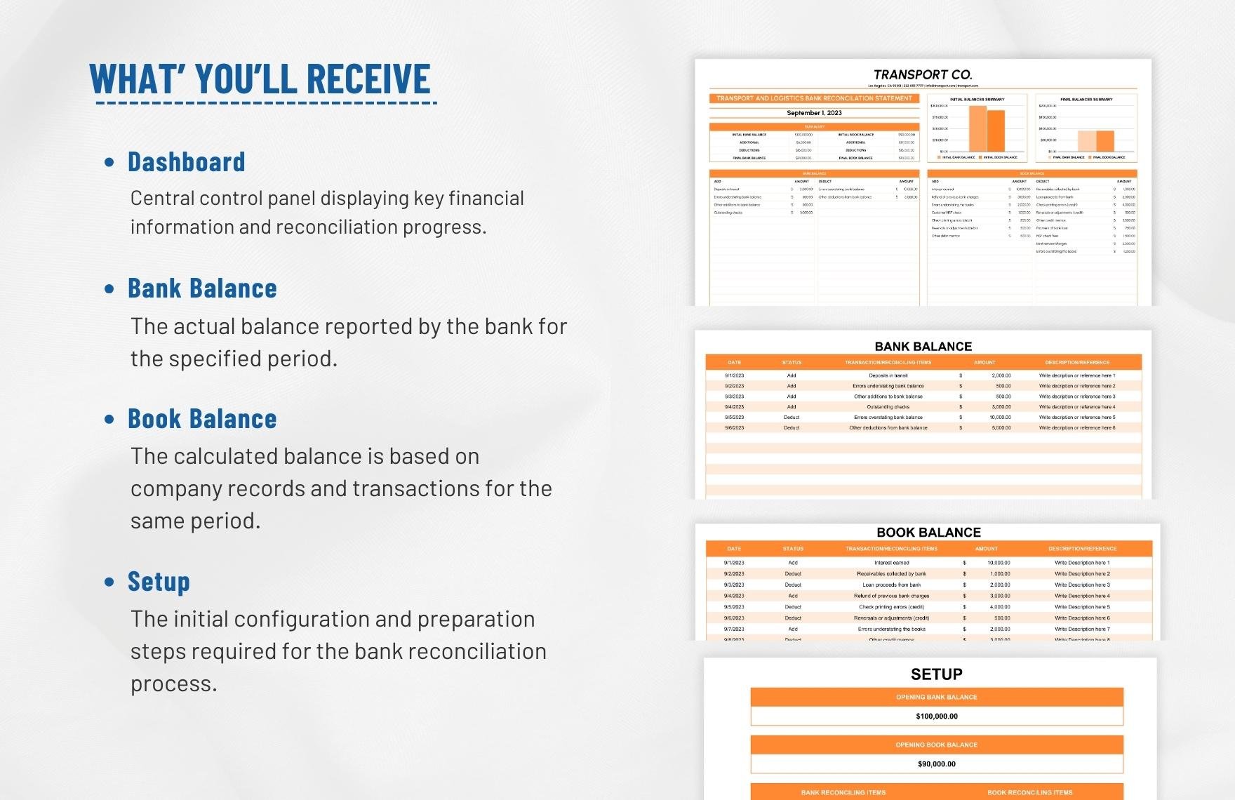 Transport and Logistics Bank Reconciliation Statement Template