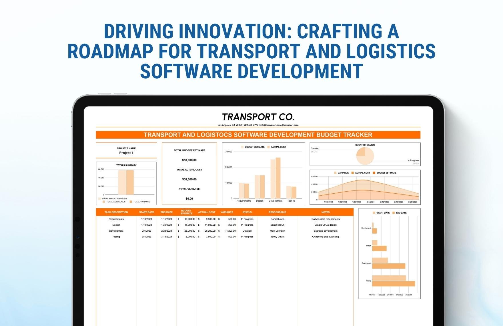 Transport and Logistics Software Development Budget Tracker Template