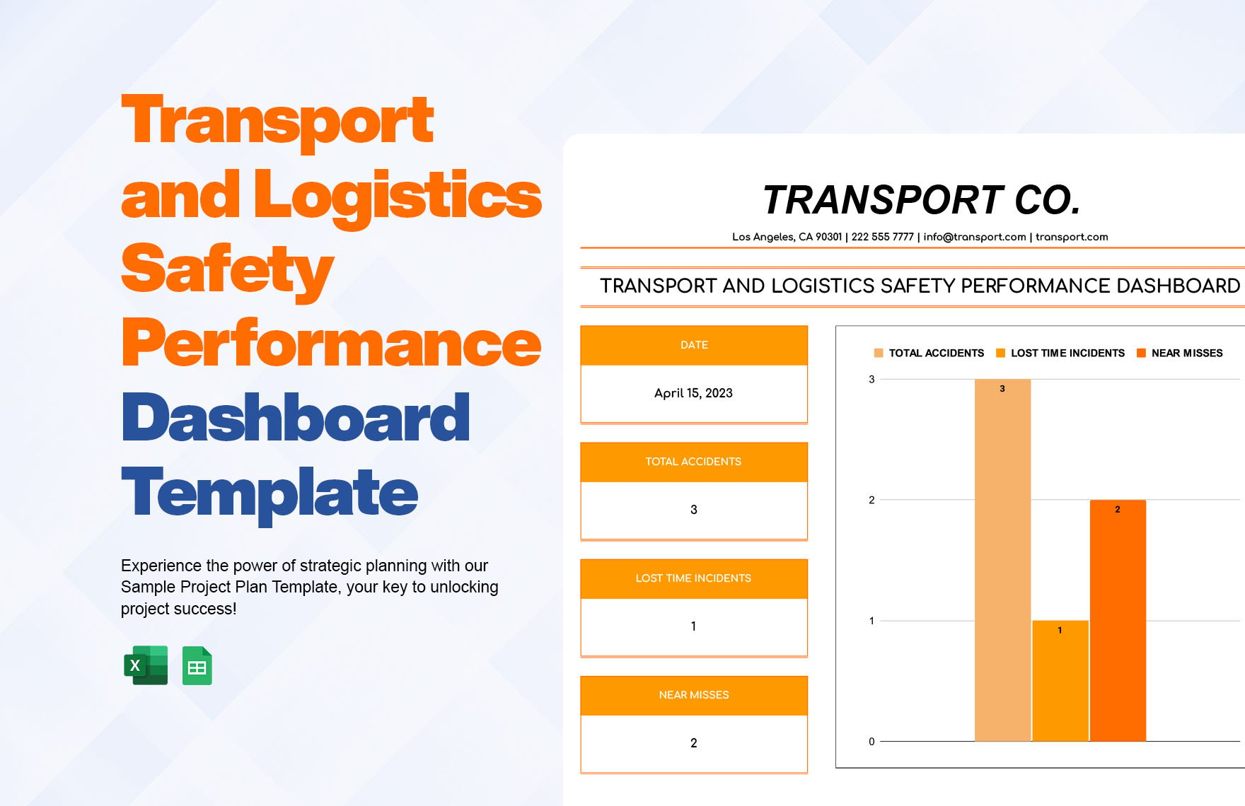 Transport and Logistics Safety Performance Dashboard Template in Excel, Google Sheets