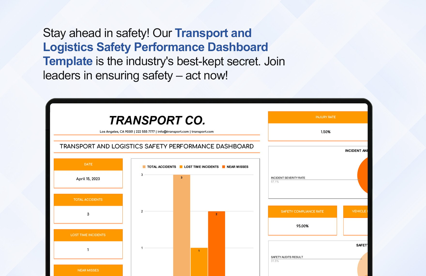 Transport and Logistics Safety Performance Dashboard Template