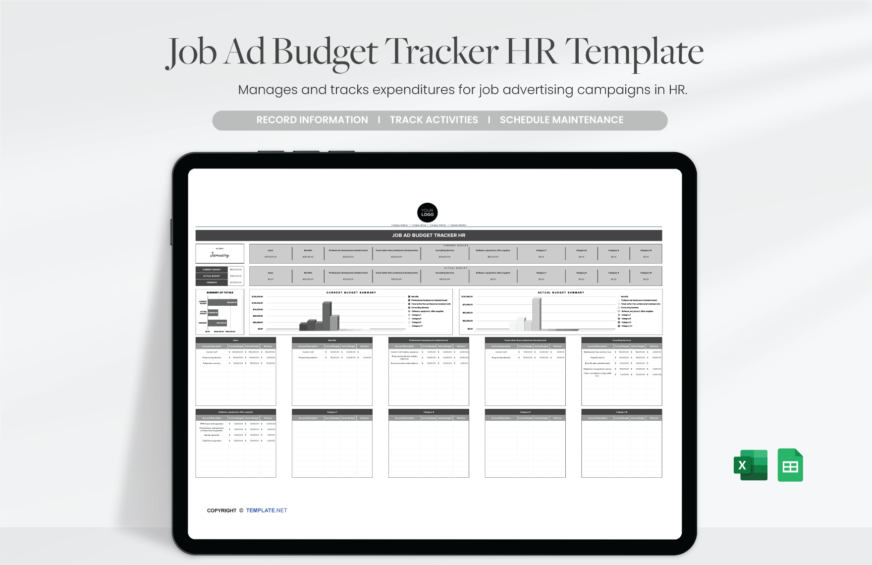 Job Ad Budget Tracker HR Template