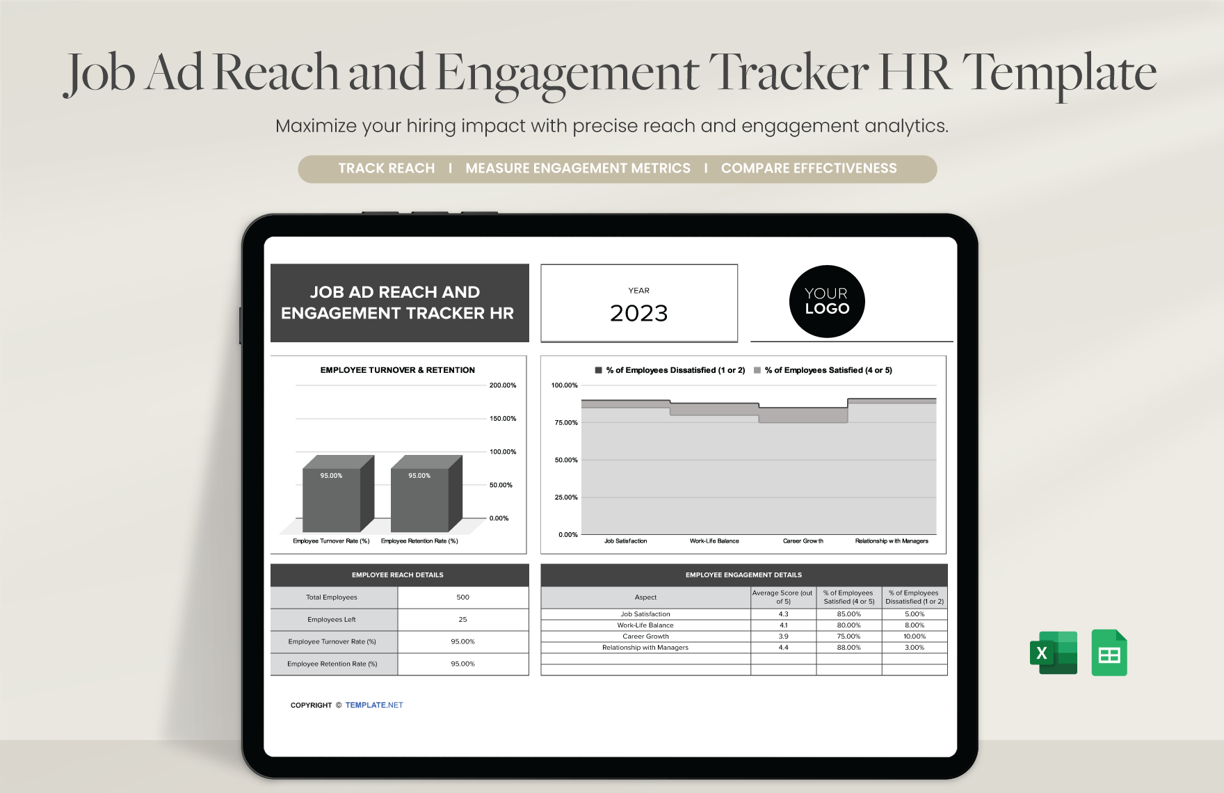 Job Ad Reach and Engagement Tracker HR Template