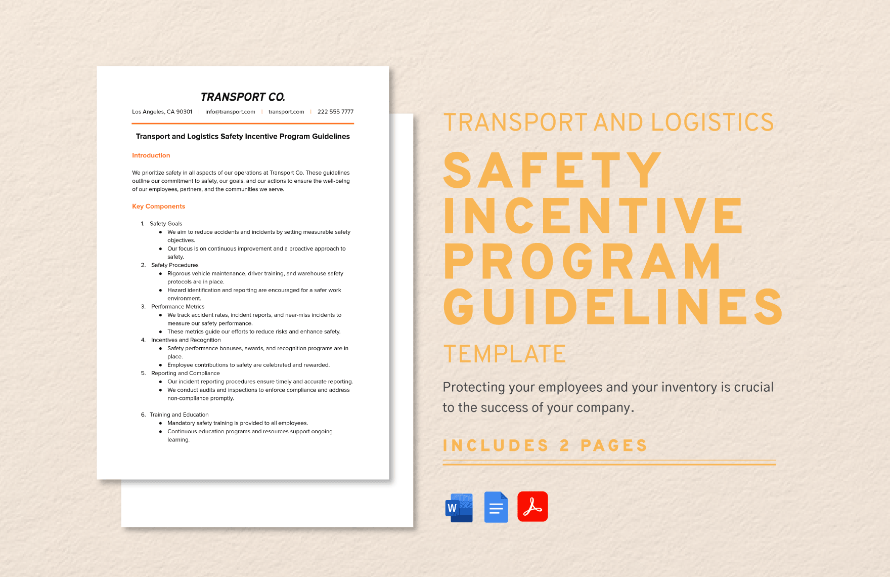 Transport and Logistics Safety Incentive Program Guidelines Template