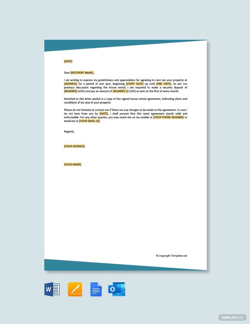 House Rental Agreement Letter Template