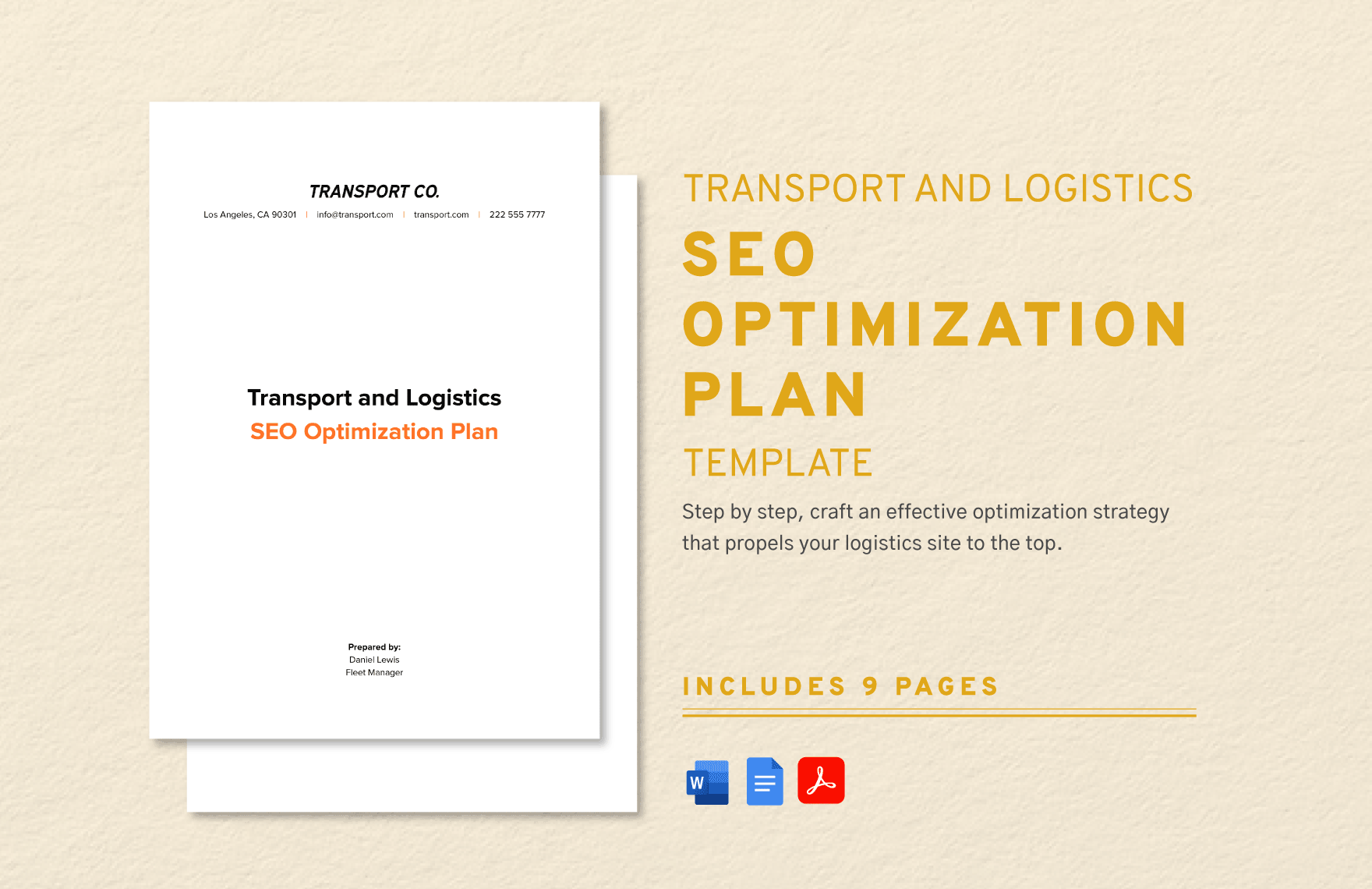 Transport and Logistics SEO Optimization Plan Template