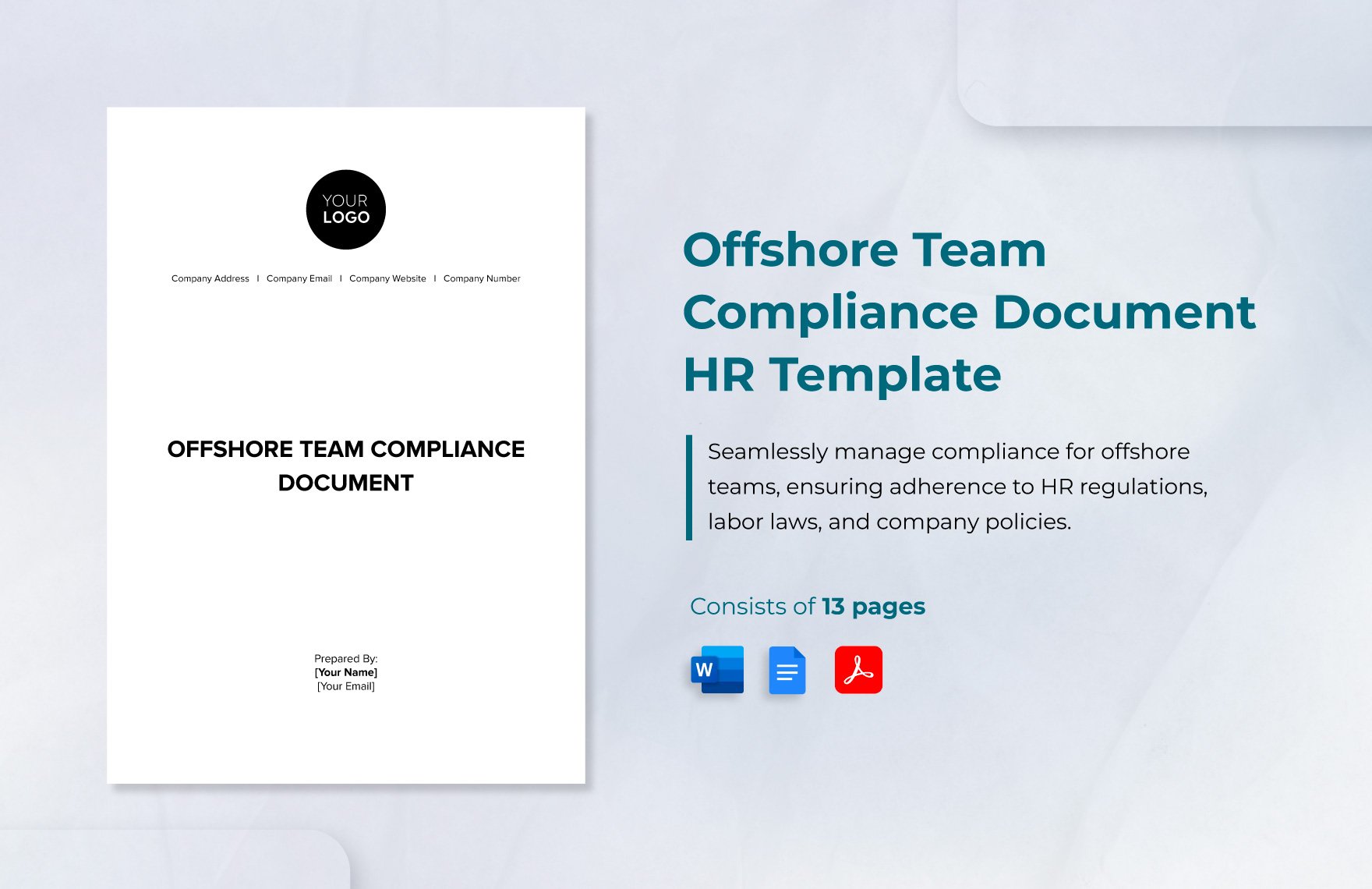 Offshore Team Compliance Document HR Template in Word, Google Docs, PDF