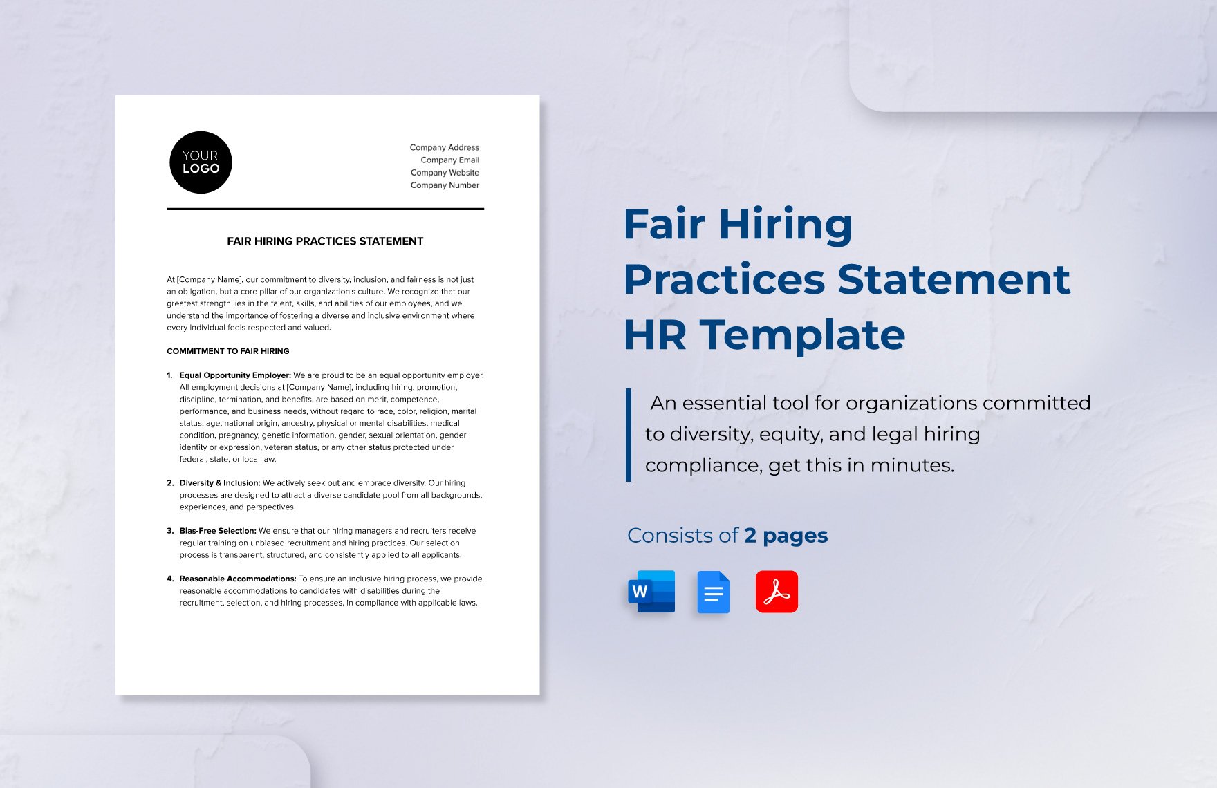 Fair Hiring Practices Statement HR Template in Word, Google Docs, PDF