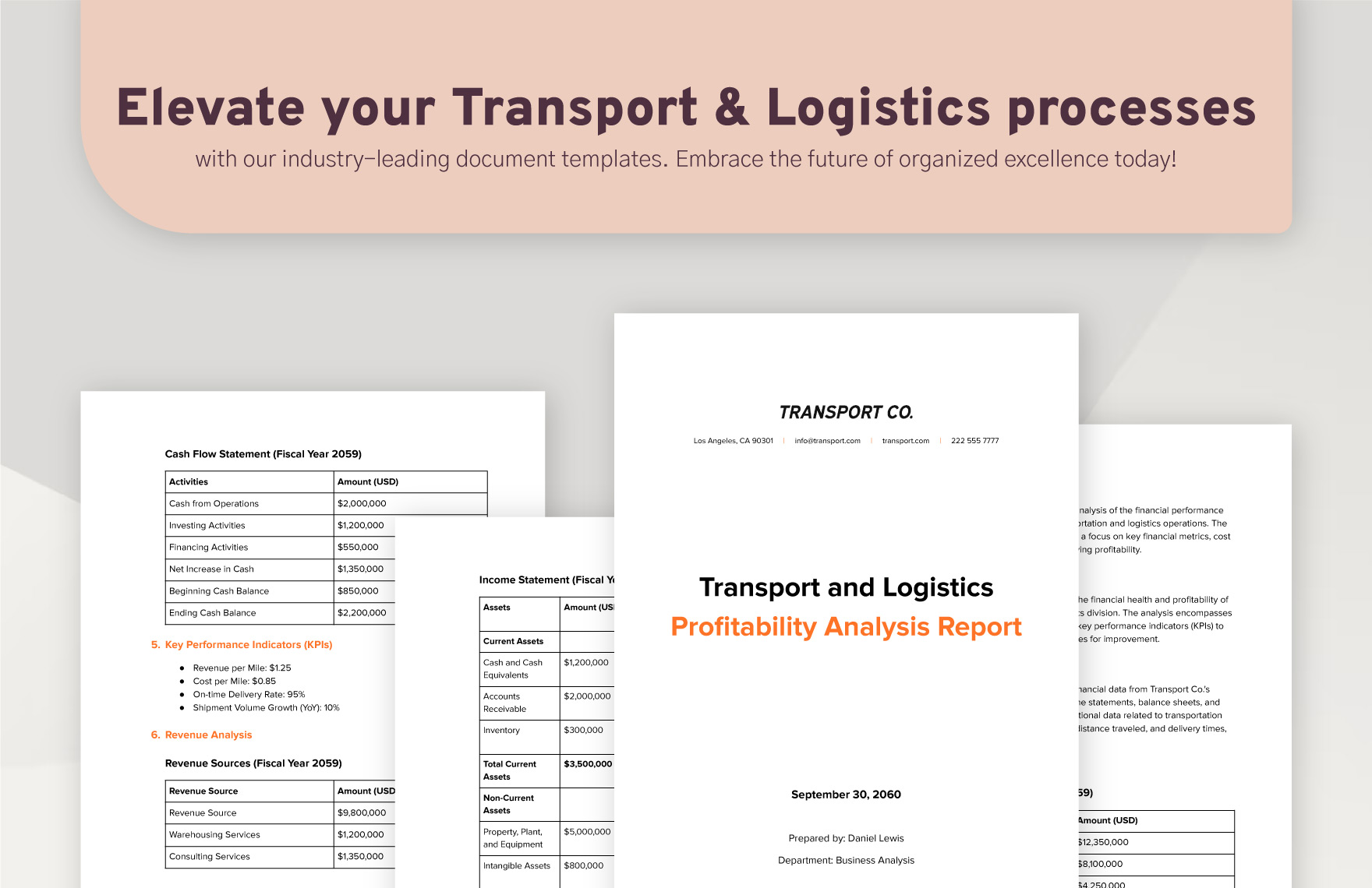 Transport and Logistics Profitability Analysis Report Template