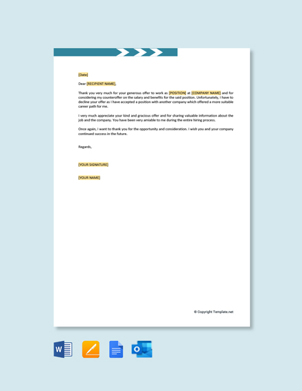 Free Job Refusal Letter from Employee Template - Google Docs, Word ...