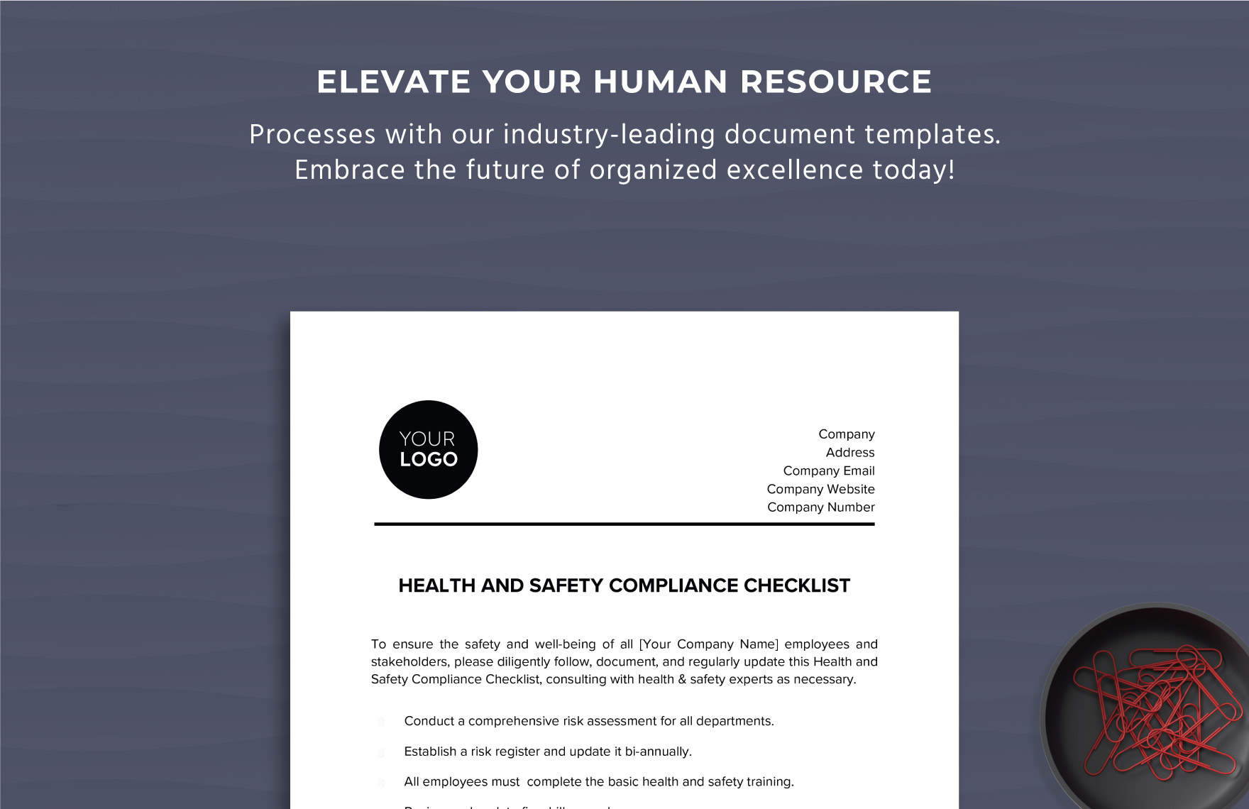 Health & Safety Compliance Checklist HR Template