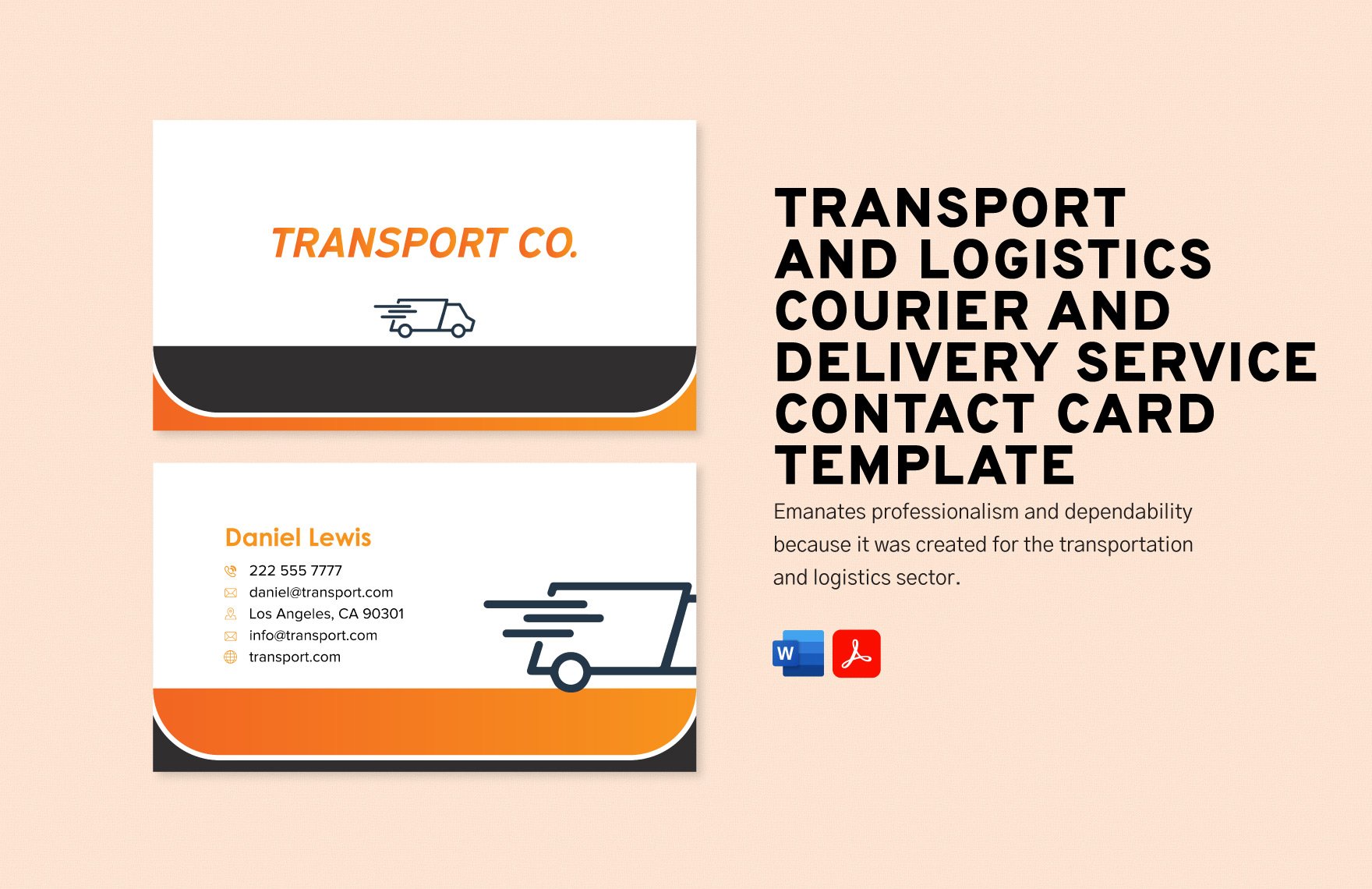Transport and Logistics Courier and Delivery Service Contact Card Template