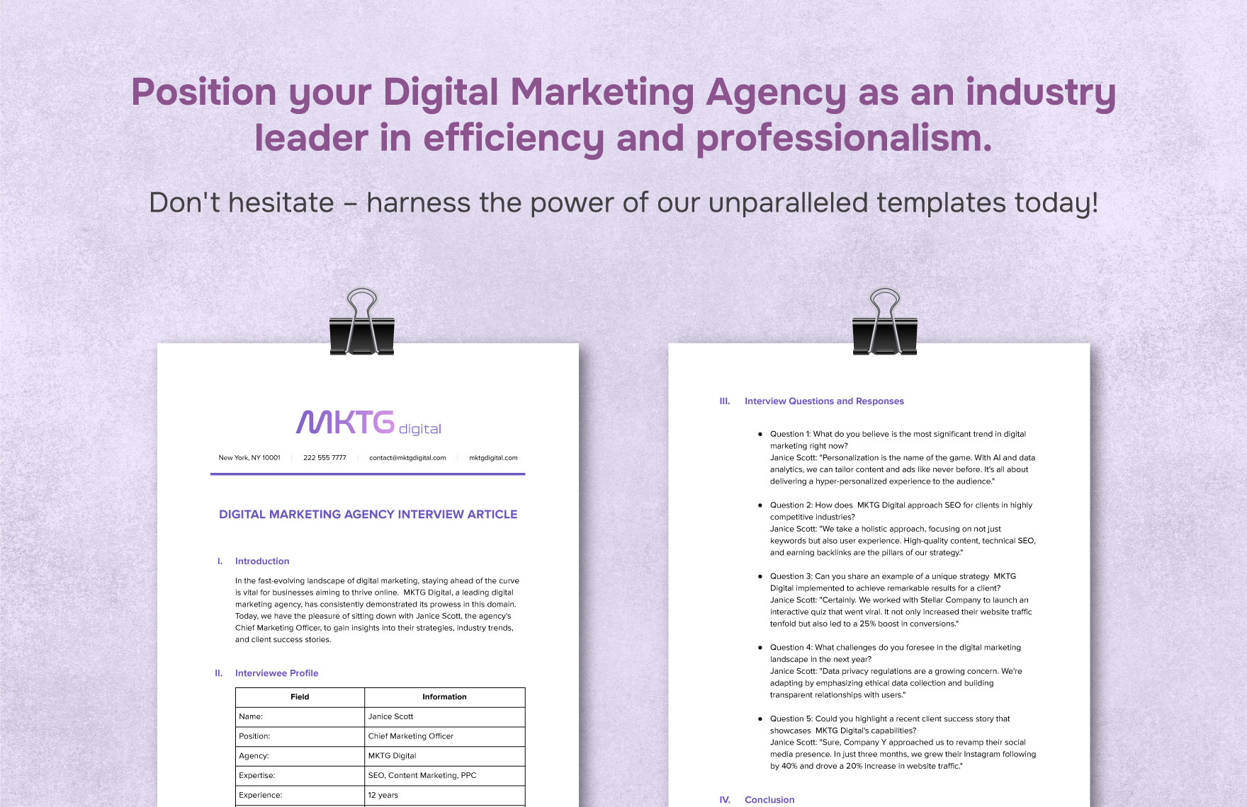 Digital Marketing Agency Interview Article Template
