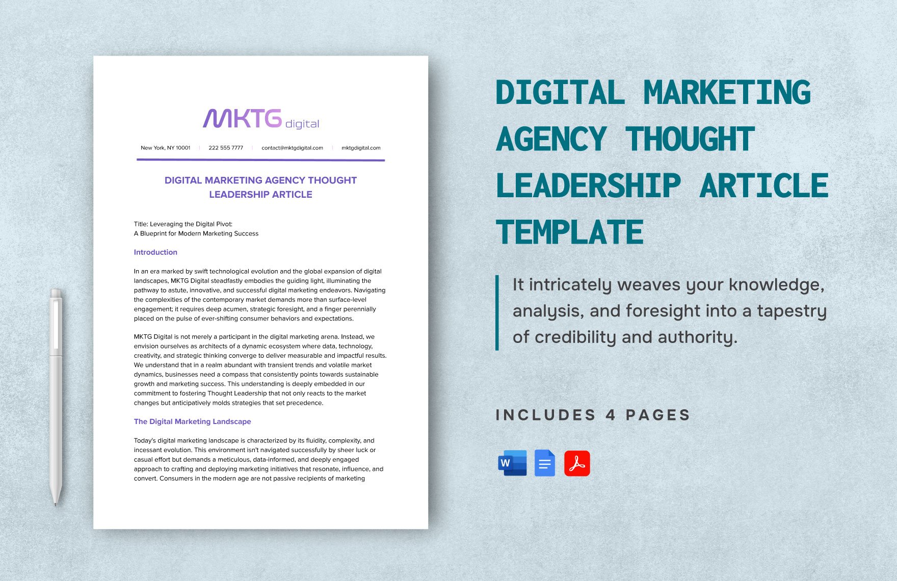 Digital Marketing Agency Thought Leadership Article Template in Word, Google Docs, PDF