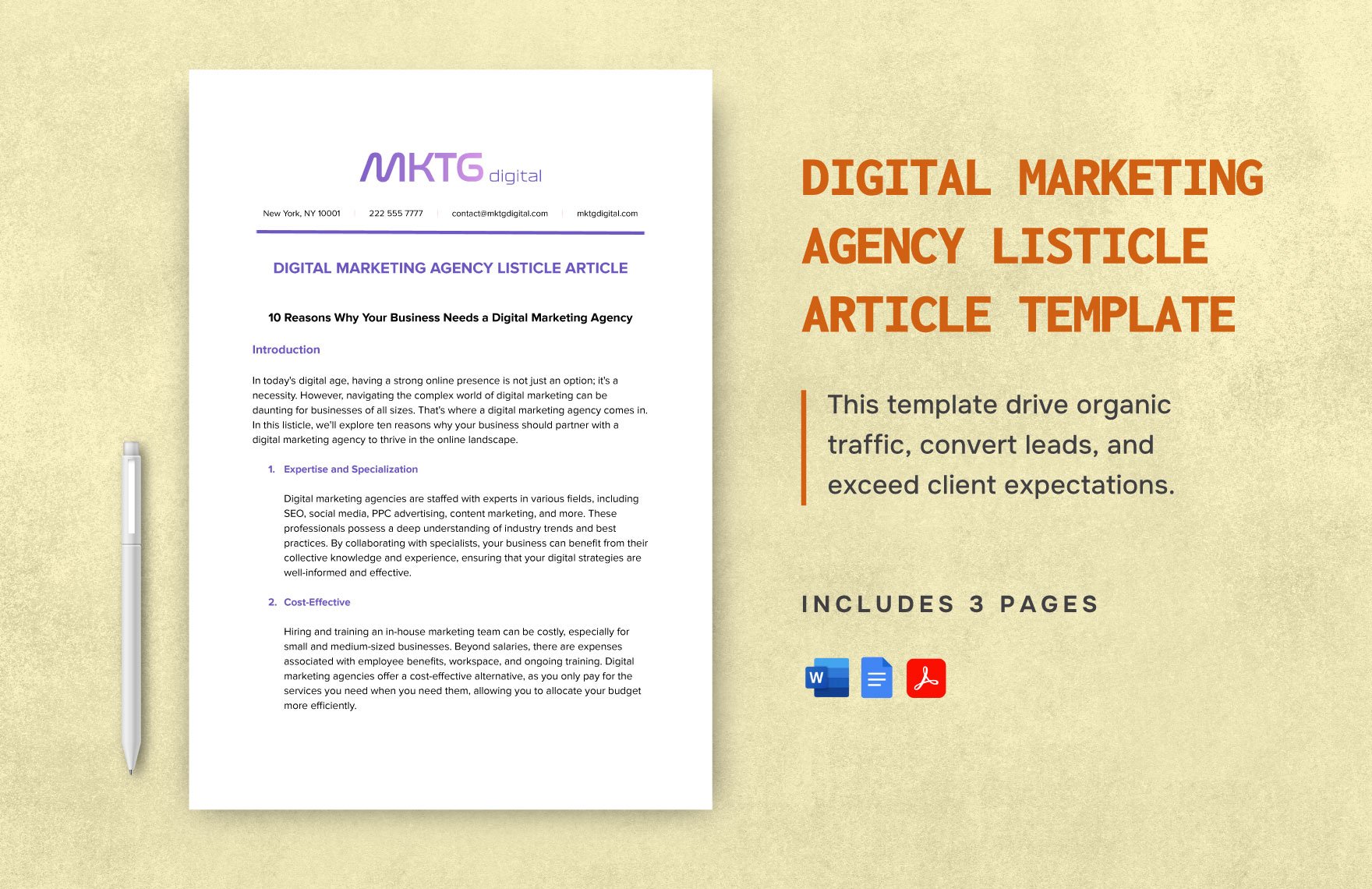 Digital Marketing Agency Listicle Article Template in Word, Google Docs, PDF