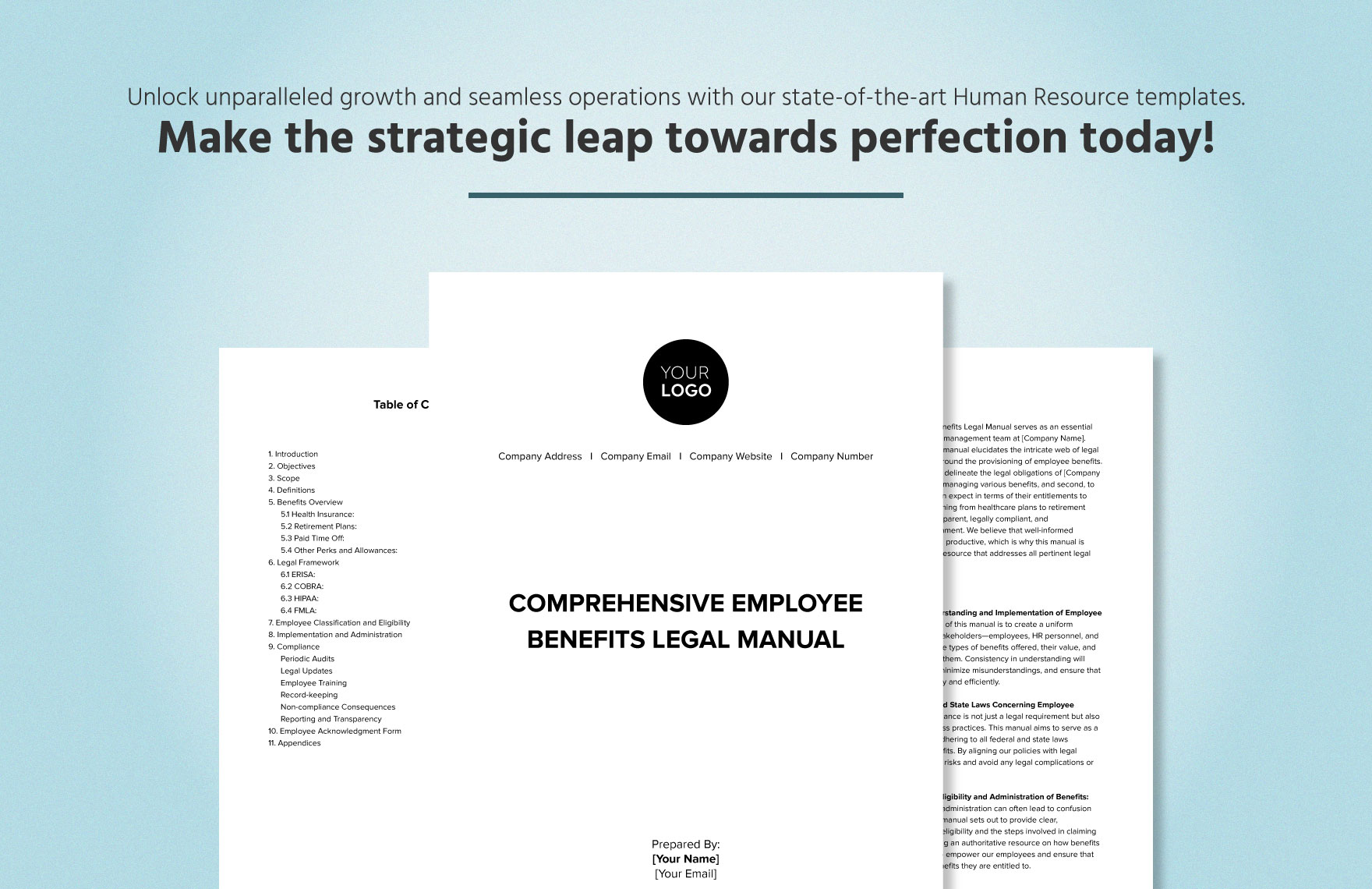 Comprehensive Employee Benefits Legal Manual HR Template