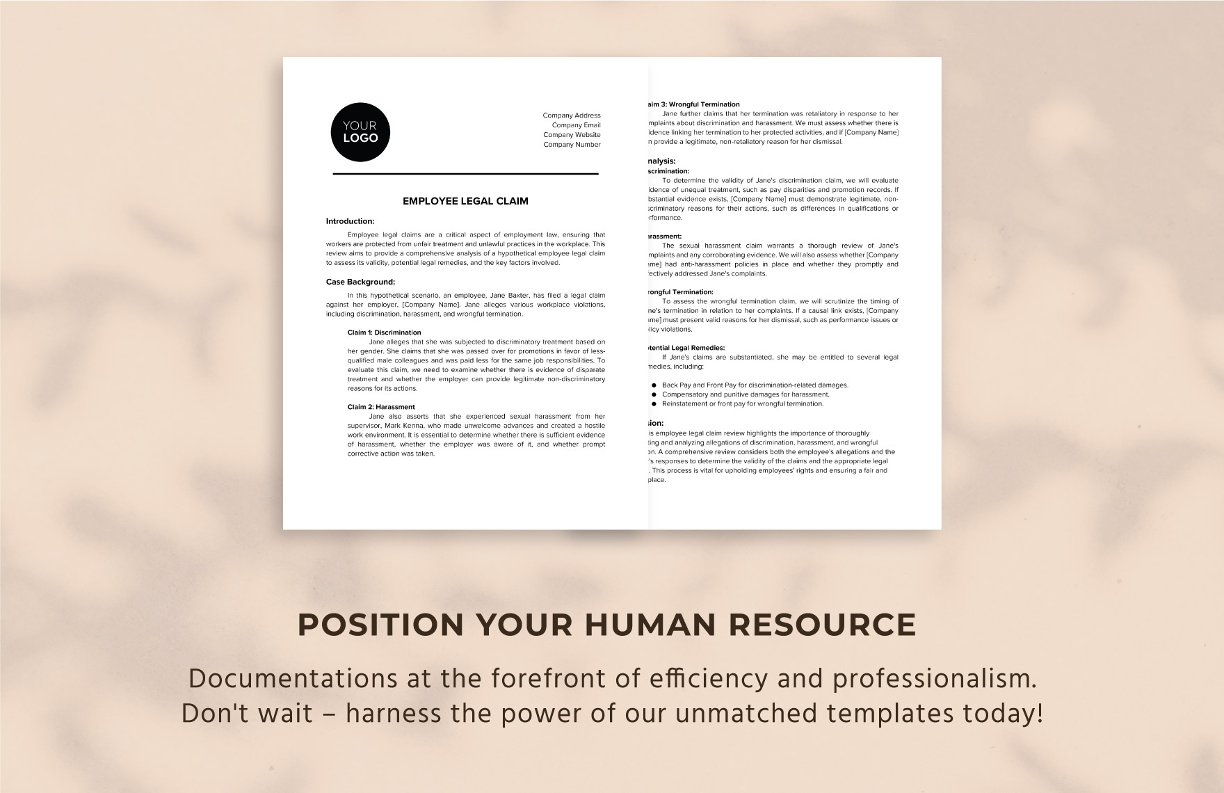 Employee Legal Claim Review HR Template