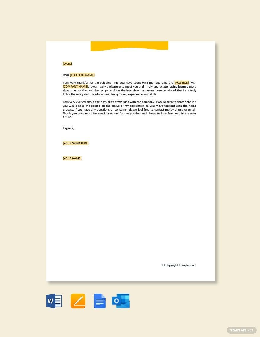Free Thank You Letter After Job Interview Template