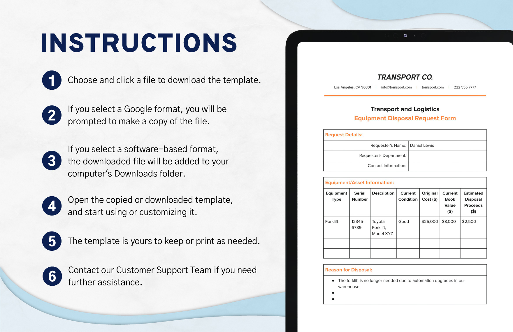 Transport and Logistics Equipment Disposal Request Form Template