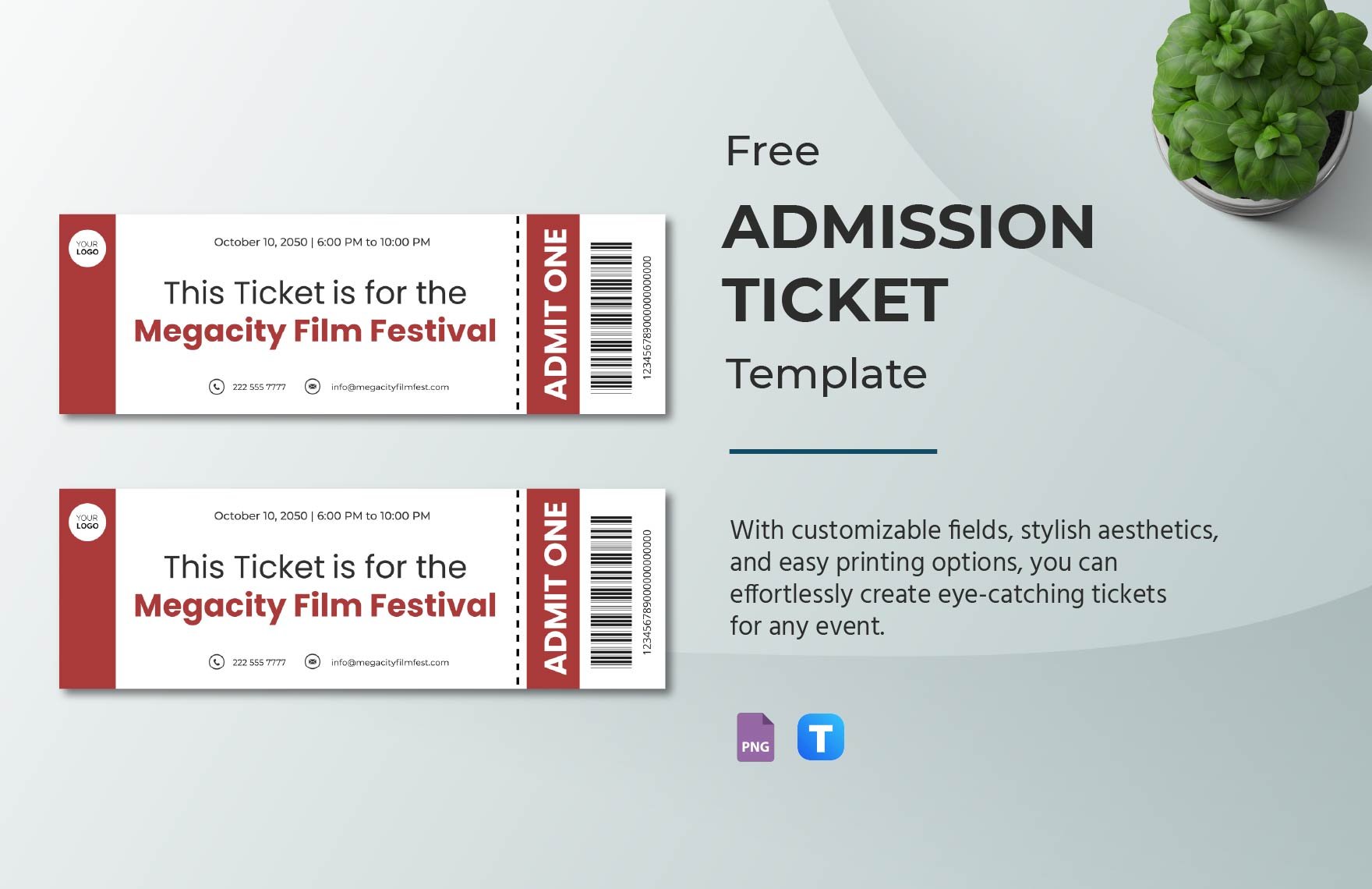 Admission Ticket Template in PNG
