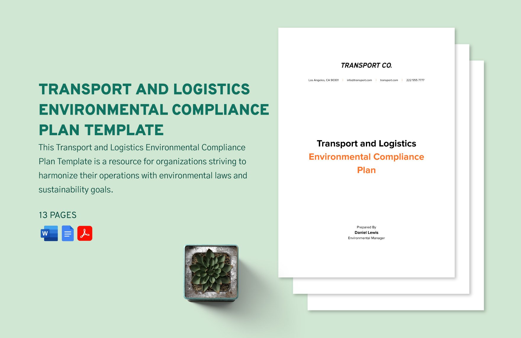 Transport and Logistics Environmental Compliance Plan Template