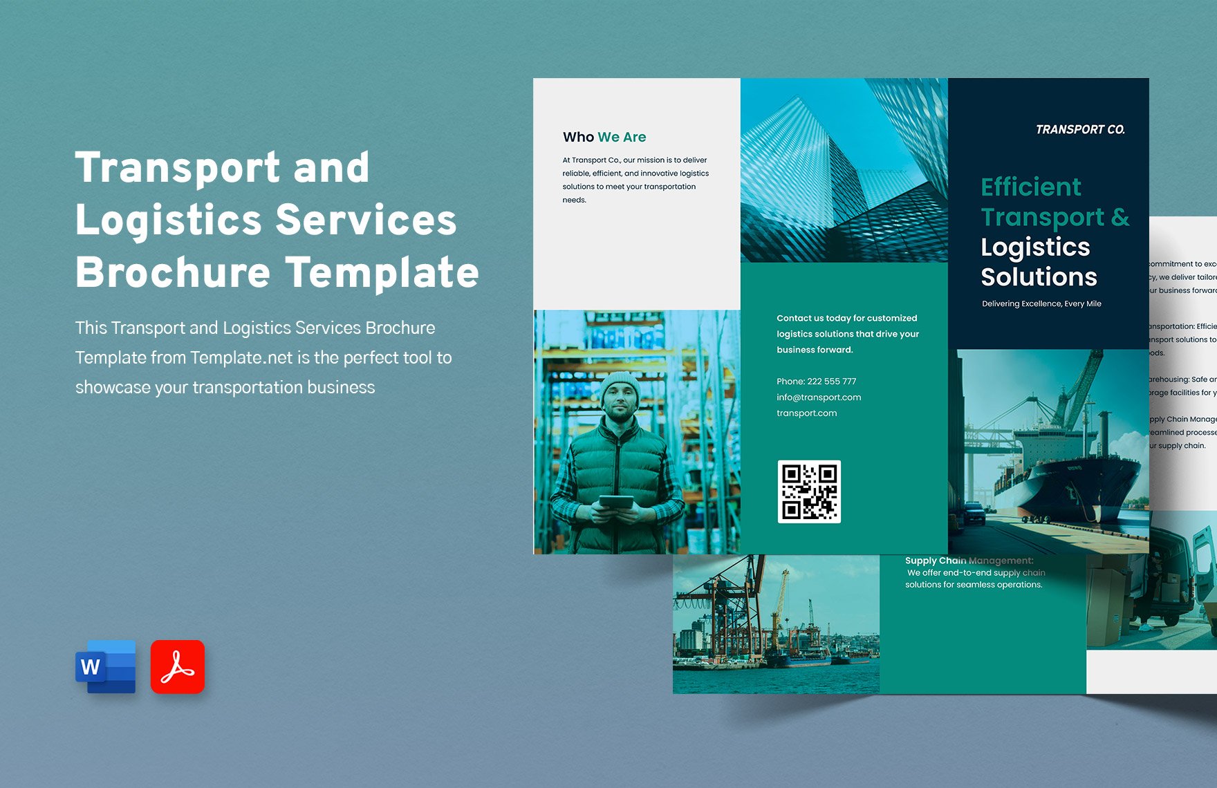 Transport and Logistics Services Brochure Template in Word, PDF