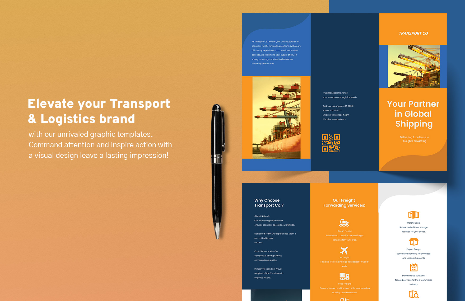 Transport and Logistics Freight Forwarding Solutions Brochure Template