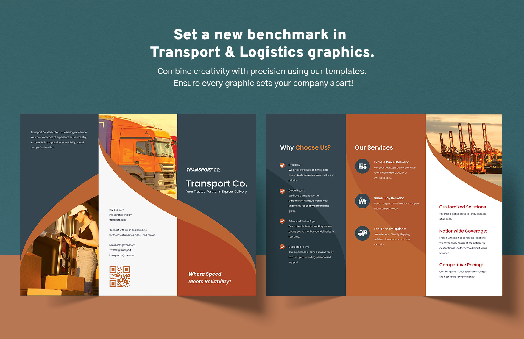 Transport and Logistics Express Delivery Service Brochure Template