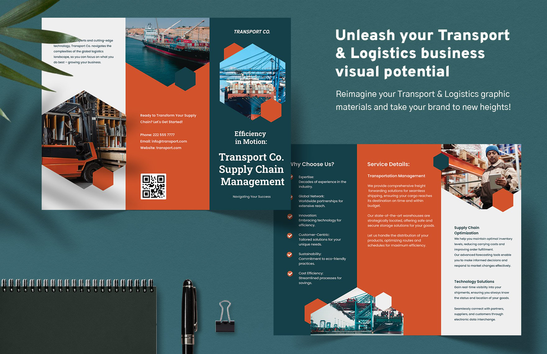 Transport and Logistics Supply Chain Management Brochure Template