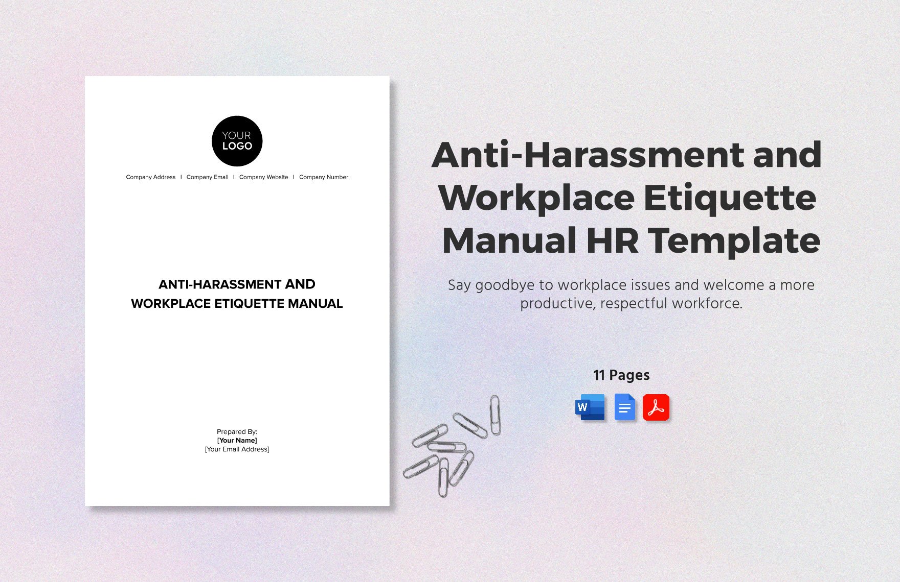Anti-Harassment and Workplace Etiquette Manual HR Template in Word, Google Docs, PDF