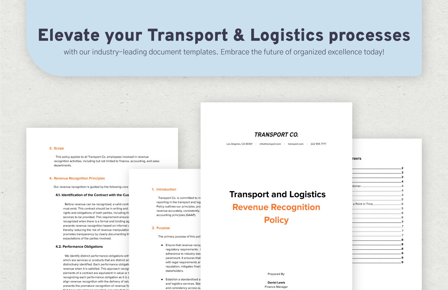 Transport and Logistics Revenue Recognition Policy Template