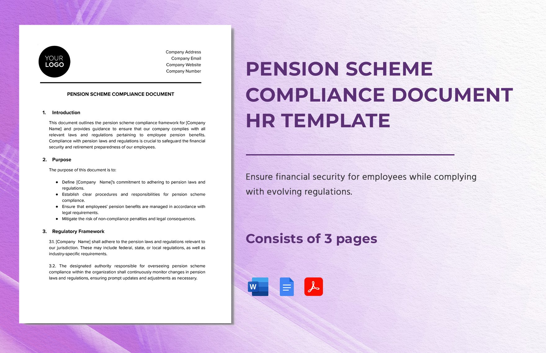Pension Scheme Compliance Document HR Template in Word, Google Docs, PDF
