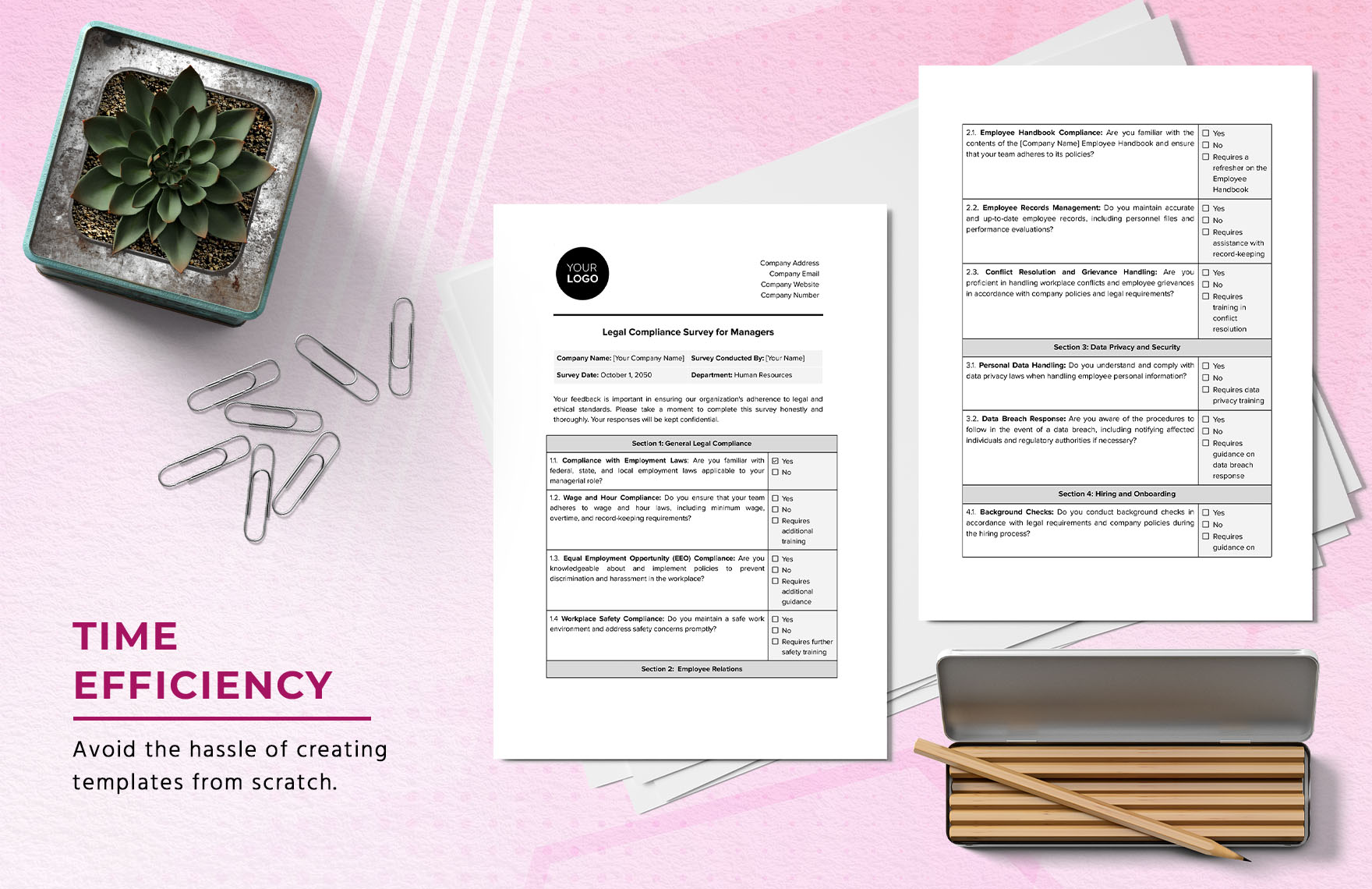 Legal Compliance Survey for Managers HR Template