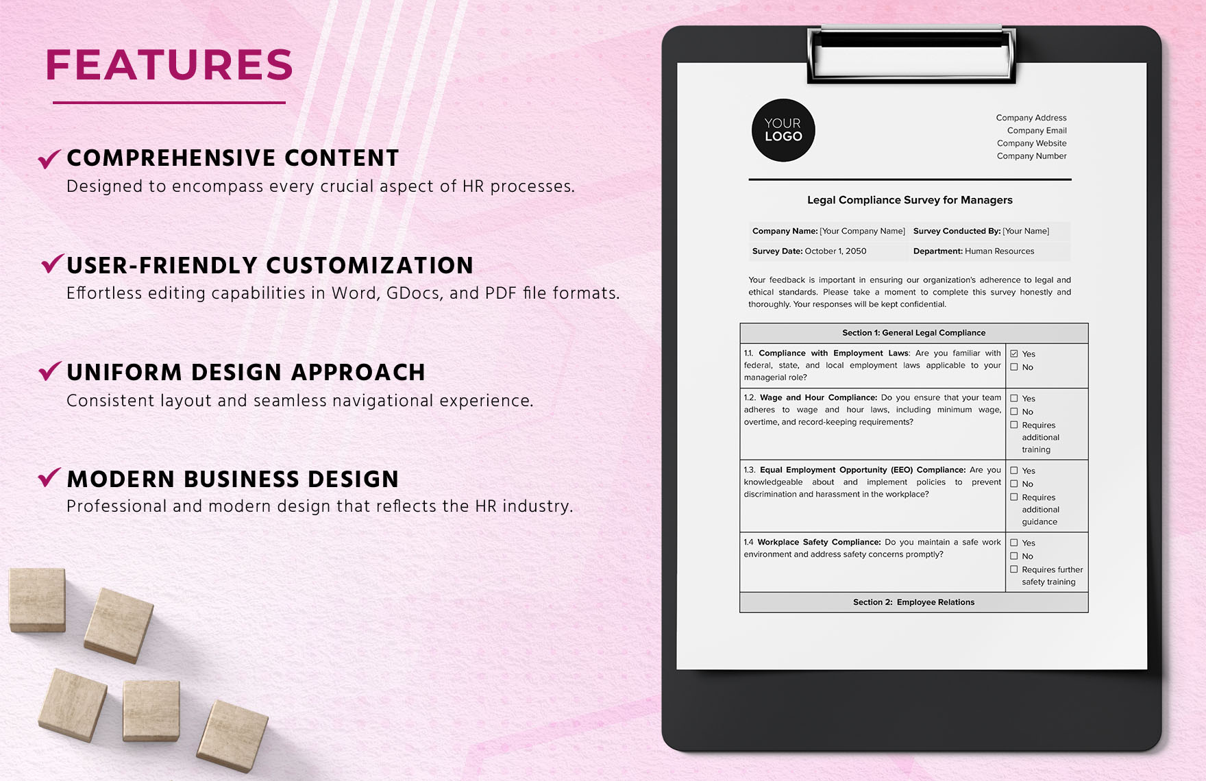 Legal Compliance Survey for Managers HR Template